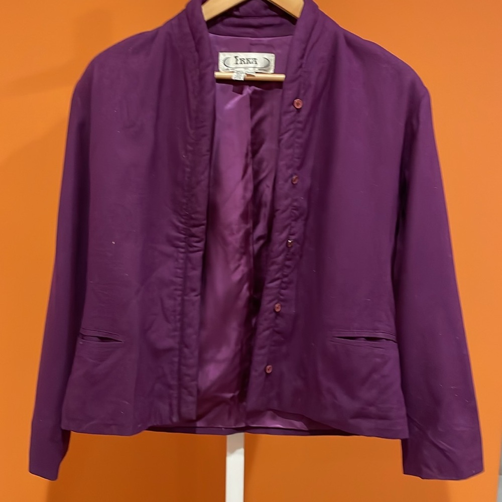 Vintage Minimalist Japanese-styling raw silk collarless jacket matching set